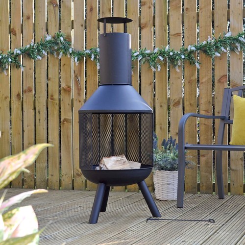 Wood burning chiminea fire pit - burning,