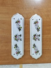 Heartherley England Porcelain Ceramic Floral Finger Door Push Plates 28.5 x 7.5