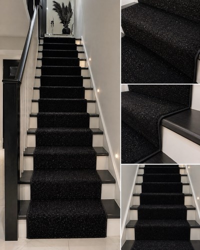 Black glitter runner - runner, 60cm