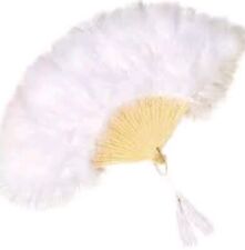 WHITE FEATHER HAND FAN LADIES