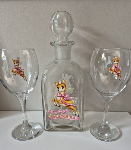 Babycham style glass set - babycham,