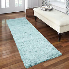 THICK BLUE SHAGGY RUGS SMALL EXTRA LARGE MODERN DUCK EGG BLUE 5CM HIGH PILE RUGS