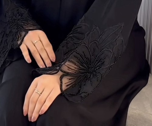 Beaded fancy lace abaya - fancy,