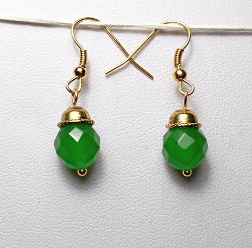 Green jade earrings silver - jade,
