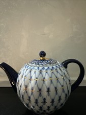 Vintage Lomonosov Tea Pot Cobalt Net 650ml Made In USSR