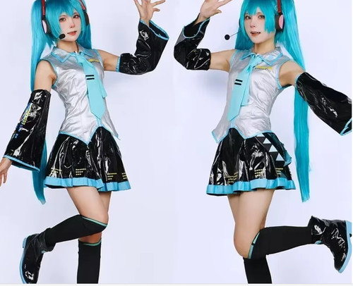 Miku cosplay silver leather - miku,