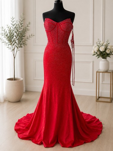Morilee red rhinestone evening - morilee,