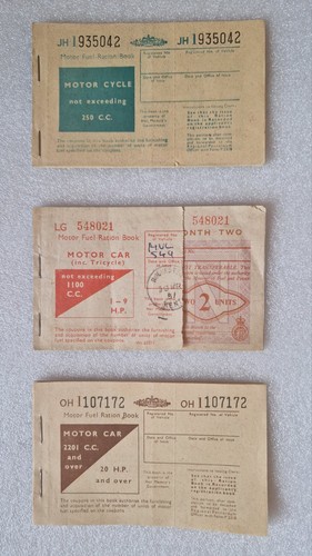 Ww2 motor fuel ration books - ration, x3