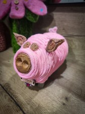 Pink Pig Ornament with Carved