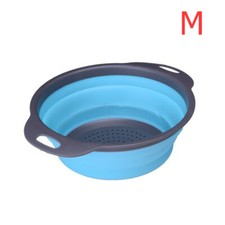 Collapsible Colander Fruits Vegetable Strainer Round Drain Bowl Blue M #ur8