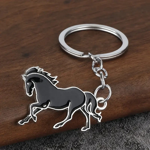 Black horse keyring gifts - black,