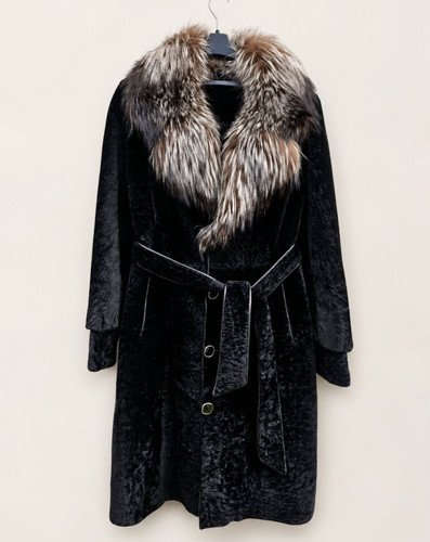Vintage black mouton fur - black,