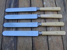 Vintage Set 4 Faux Bone Handle DINNER KNIVES - 10 Inch Sheffield