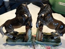 A Pair of Ceramic Jumping Horse Bookends 238A 238B Excellent Condition Vintage