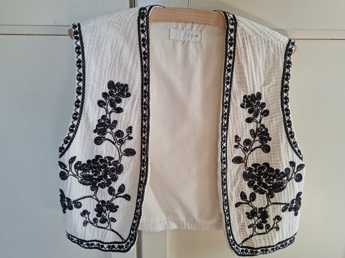 Zara cream black embroidered - zara,