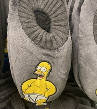 NEW Official Simpsons Slippers Homer Simpson Socks Mens Grey