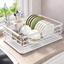 Large Capacity Dish Drainer Rack Drying Rack With Utensil Holder & Drainboard UK