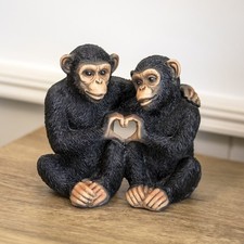Cheeky Monkeys In Love Ornament Resin Romantic Ape Couple Novelty Animal Figure