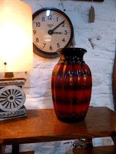 Vintage West German Pottery Scheurich-Keramik Fat Lava vase red & brown glaze