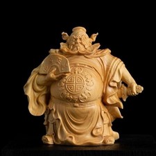 7cm Boxwood Zhong Kui Statue Wooden Carving Chinese Figurine Feng Shui Ornament