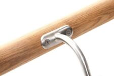 Handrail Stair Rail Round Oak with Stainless Steel Round Brackets and Dome Ends