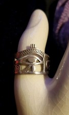 Wide 925 Sterling Silver Eye Of Horus Egyptian Ankh Ring