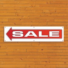 Red SALE Arrow Banner – Bold Directional Signage – Retail Shop Window Display