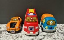 ~VTECH~ Go! Go! Smart Wheels Sports Car  & Fire Truck Toy ~WORK~ Lights & Sounds