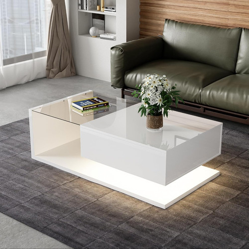 White high gloss coffee table - high,