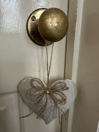 Handmade linen heart ornament - handmade,
