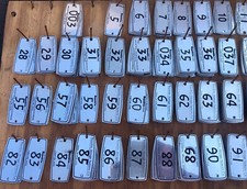 Vintage Metal Locker Number Tag 2"x1" Plate Republic Steel Canton Ohio Steampunk