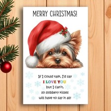 Yorkshire Terrier Christmas Card from the dog. Dog Lovers Card. Yorkie. York.