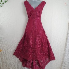 QUIZ RUBY EMBROIDERED DIPPED HEM EVENING PARTY PROM DRESS SIZE 18