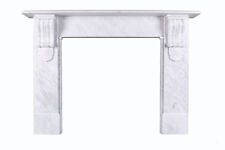 Large Carved Early Victorian Corbel Fireplace Surround in White Carrara Marble