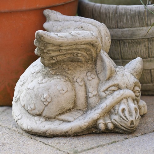 Sleepy dragon stone statue - stone, |