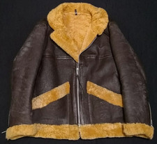 TRUE VINTAGE AVIATOR RAF FLYING SHEEPSKIN JACKET - L - HEAVY DUTY 1950s BOMBER