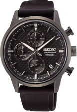 Seiko Conceptual Titanium Black Chronograph Silicone Strap Men’s Watch SSB393P1