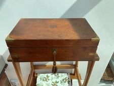 Antique Oak Writing Slope with brass clasps  With Key