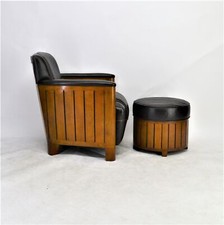 Stool "Alfred" for Club Armchair Lounge Designer Art Deco Leather Chair Cigar 20s