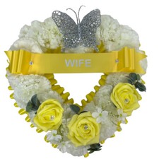 Heart Artificial Funeral Flowers Wreath Memorial Grave Tribute Grave pot roses