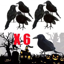 6X Black Lifesize Raven Movie Prop Fake Crow Halloween Hunting Decor Bird New