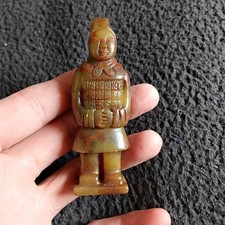 Chinese Old Handcarved Jade Terracotta Army Statue