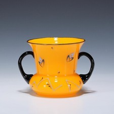 Loetz Tango Glass Handle Vase with Enamel Painting around 1915 - Height 10.2 cm / JUMP