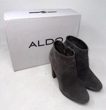Ladies ALDO Zipped Ankle Boots Grey Real Suede Leather UK Size 4 EU37