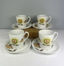 Alfred Meakin - 4 x Cups & Saucers - Rare Sunflower Pattern - Tea/Coffee - Retro