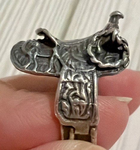 Sterling silver saddle ring - silver,