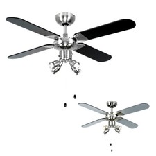 Ceiling Fan Light Hot & Cold Setting 4 Blade 42 Inch Chrome Black