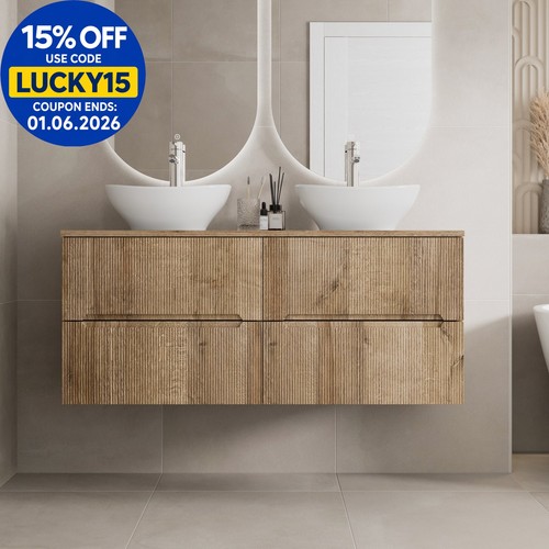 1200mm oak vanity unit double - oak,