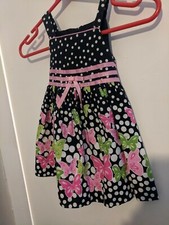 Girls Navy Spotty Floral Party