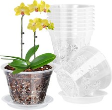 Orchid Pot, 8 Pack 4 Inch Clear Pots with 4&apos;&apos; 8pack, 